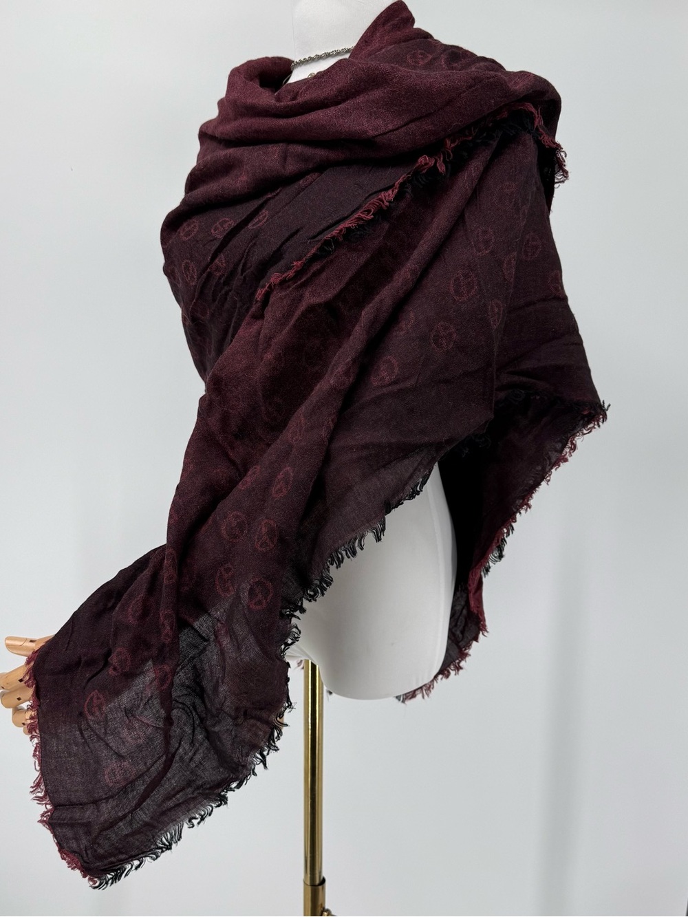 Giorgio Armani Logo Burgundy Wrap Pashmina Scarf